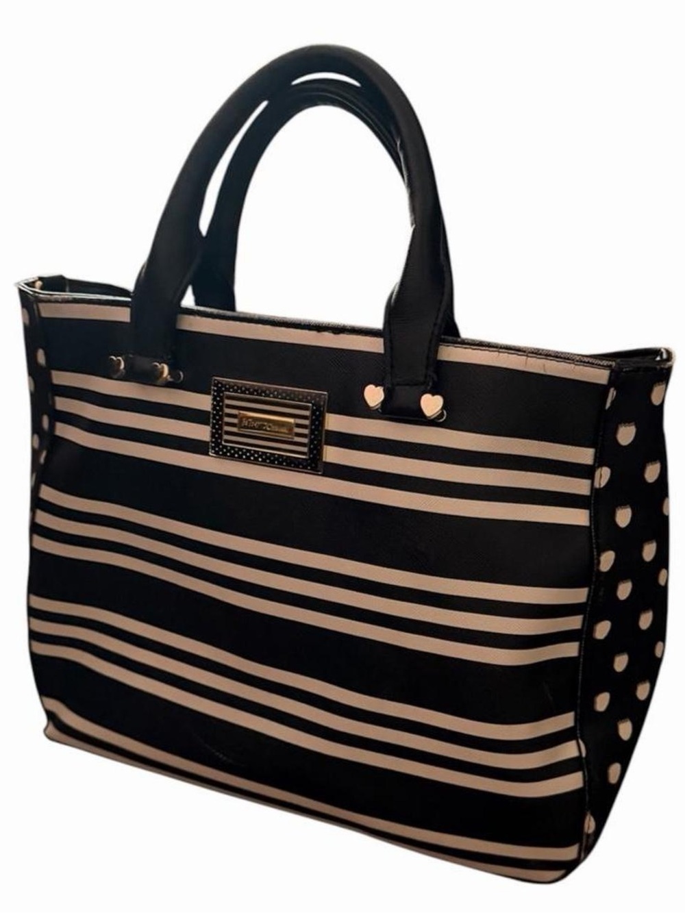 y2k betsey johnson black and white striped purse